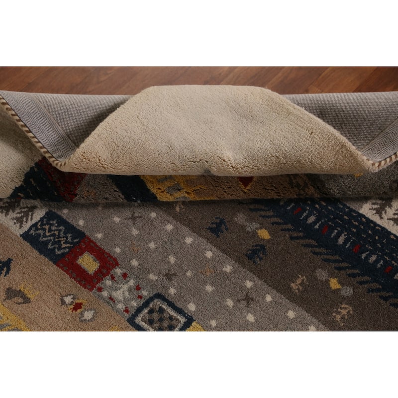 Tribal Gabbeh Indian Rug Multi-Color Geometric Handmade Wool Carpet - 5'3" x 7'7"