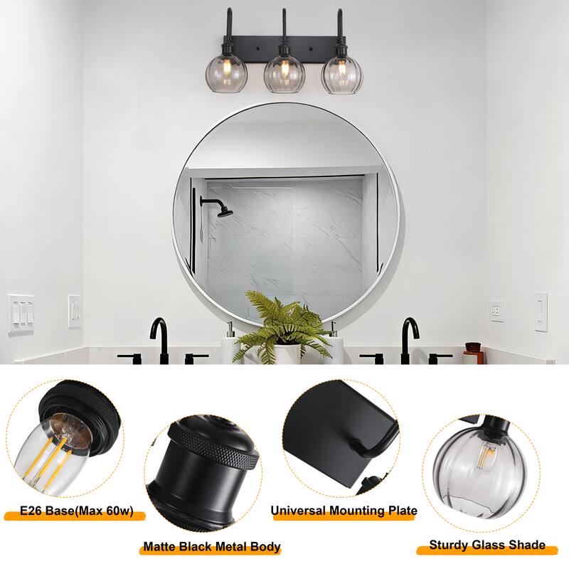 3-Light Dimmable Bathroom Vanity Light