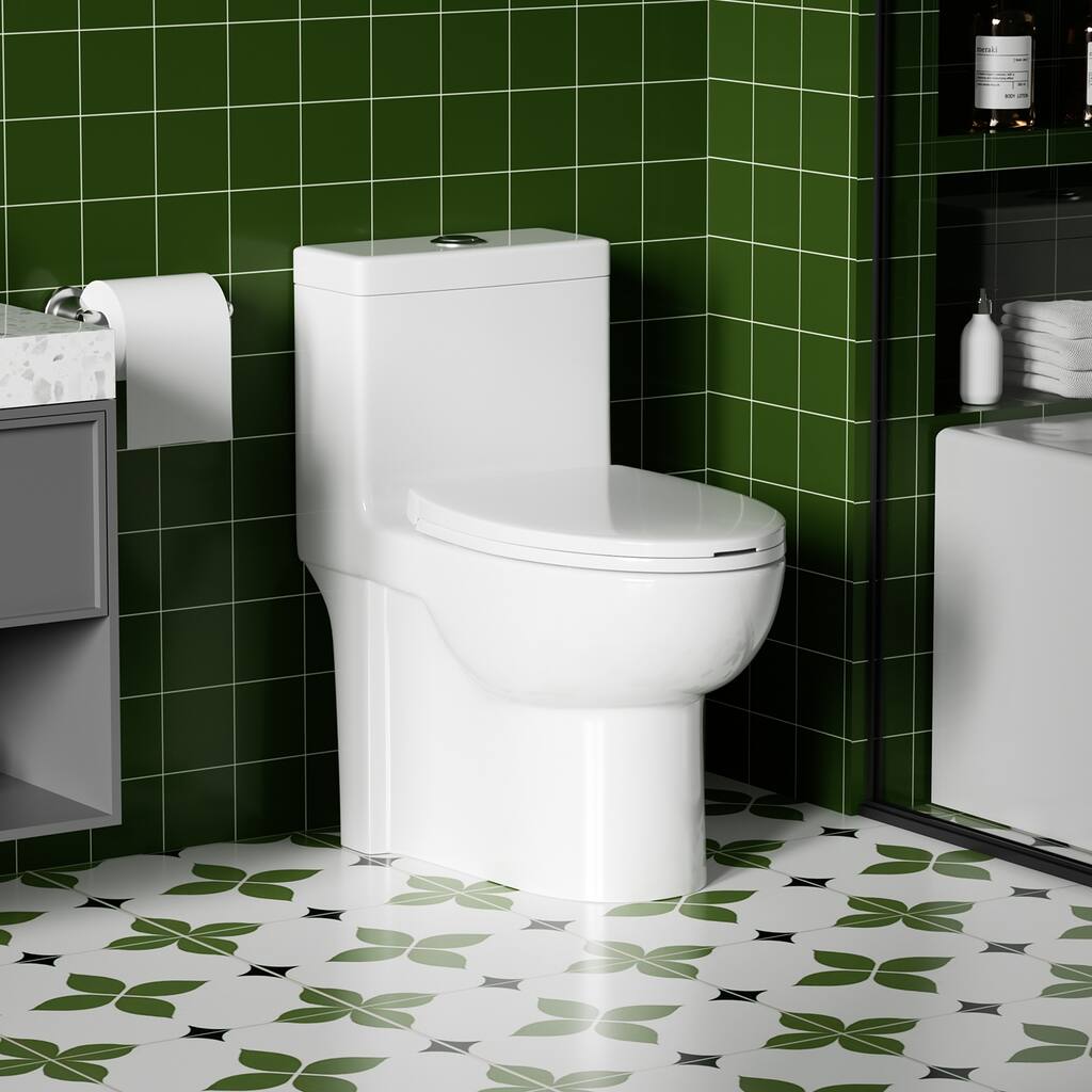 1.1/1.6Tornado Flush One-Piece Toilets,Button on the Tank top,Water-Saving Elongated Comfort Height Floor Mounted