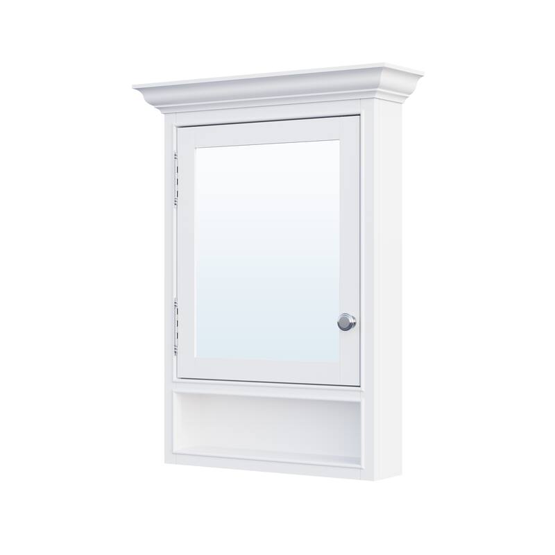 24"W X32''H Surface Mount Solid Wood Framed Medicine Cabinet With Bottom Shelf