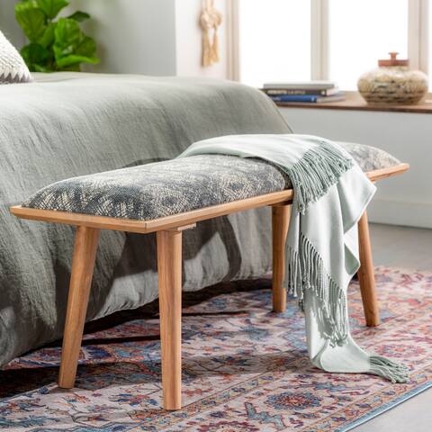 Klaire Bohemian Cotton Upholstered Bench - 18"H x 45"W x 15"D