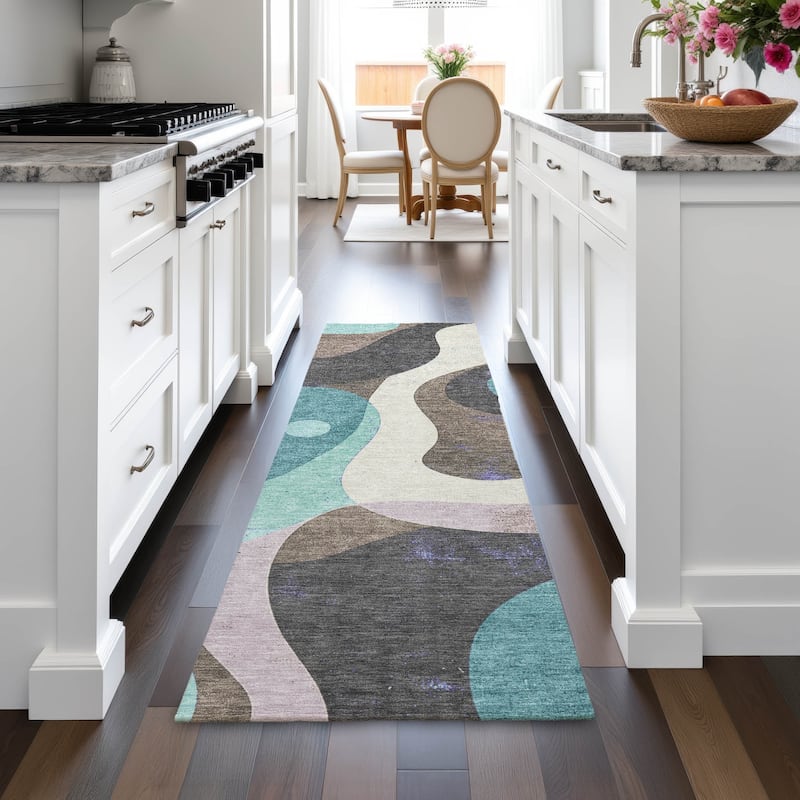 Machine Washable Indoor/Outdoor Casual Contemporary Chantille Rug