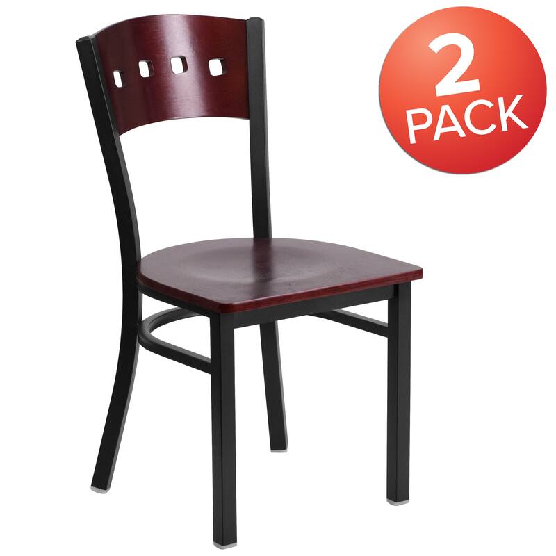 2 Pk. Decorative 4 Square Back Metal Restaurant Chair - 17"W x 21"D x 32"H - 17"W x 21"D x 32"H
