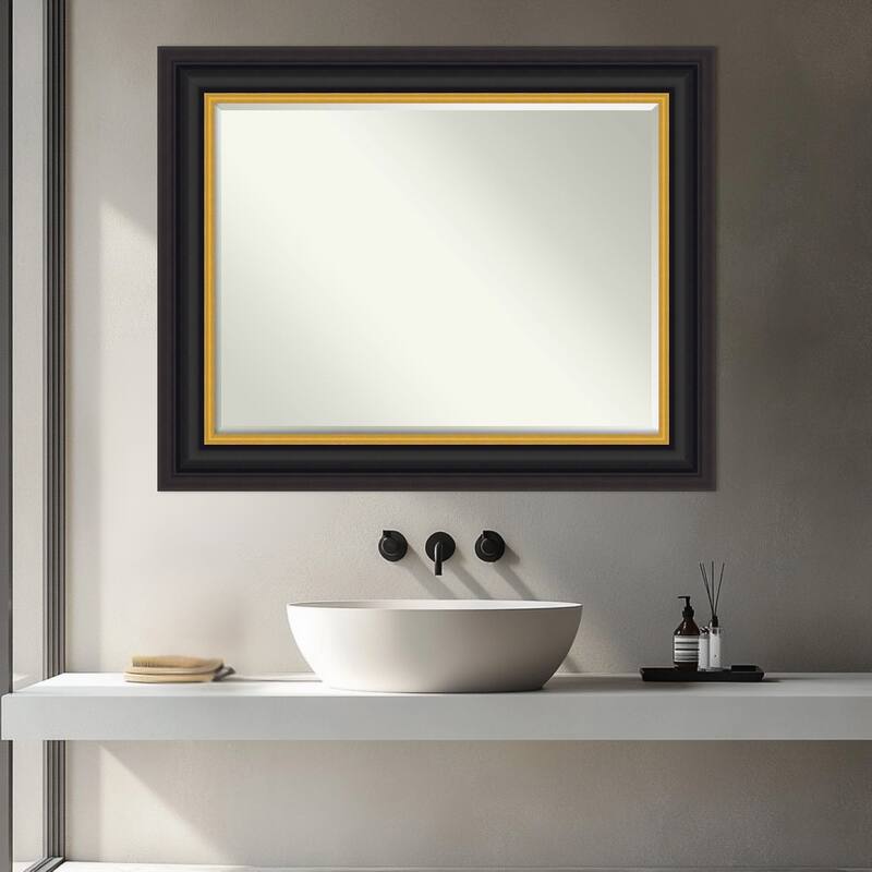 Sierra Half-Inch-Bevel Wood Framed Bathroom Vanity Wall Mirror