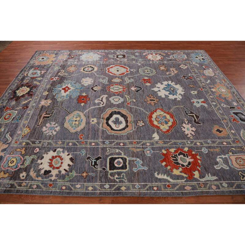 Hand Knotted Oriental 100% Wool Carpet Transitional All-Over Greys & Charcoal Oushak Area Rug - 10' 0'' X 8' 3''