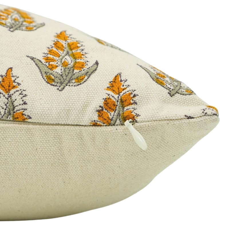 Fabdivine Hand Block Print Pillowcase in Cotton for Hotel Floral Cushion Cover Farmhouse Throw Décor, Coastal Tulip