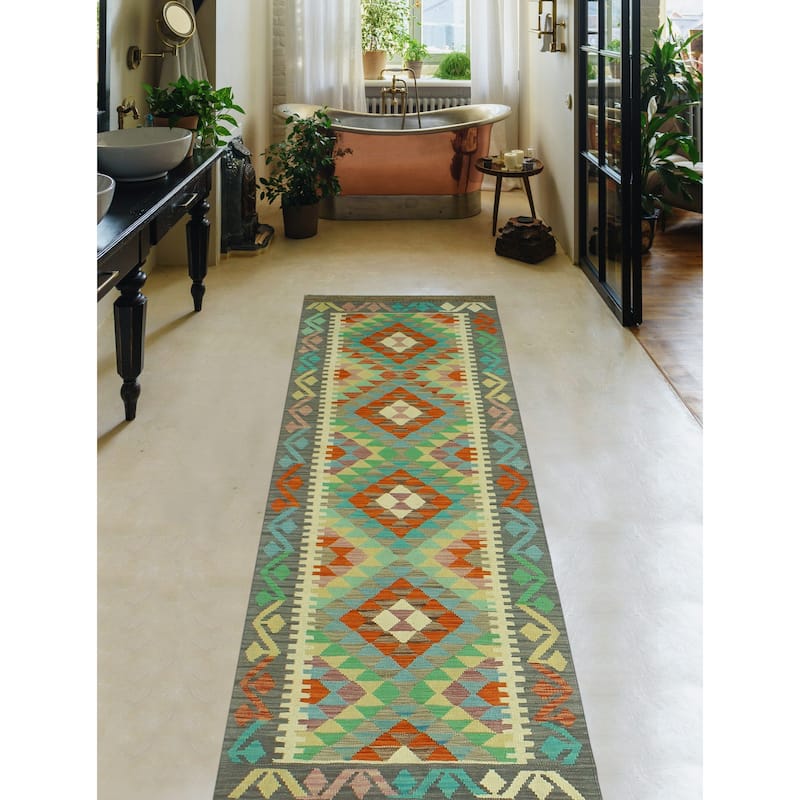 Sangat Flatweave Elyssa Red/Ivory Runner - 2'9" x 8'5"