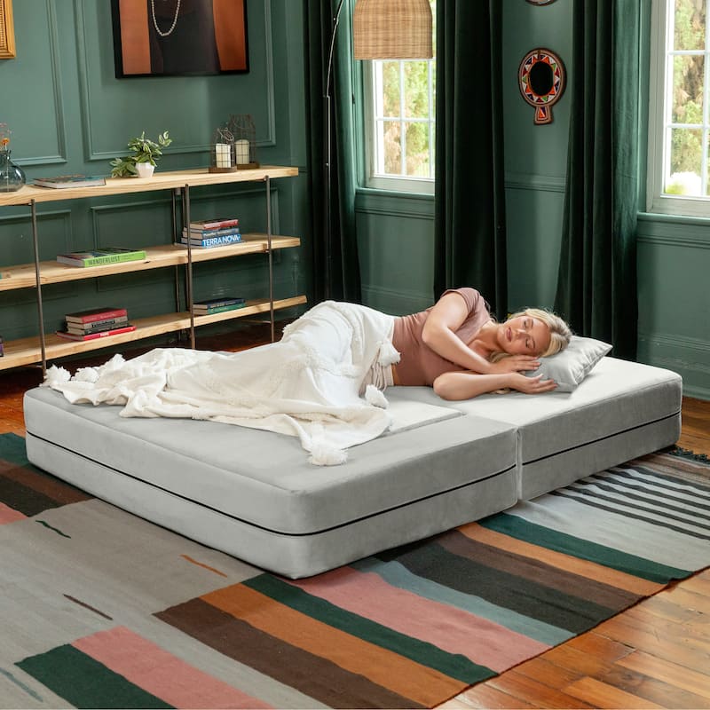 Jaxx Zipline Convertible Queen-size Sleeper Loveseat and Ottoman Set