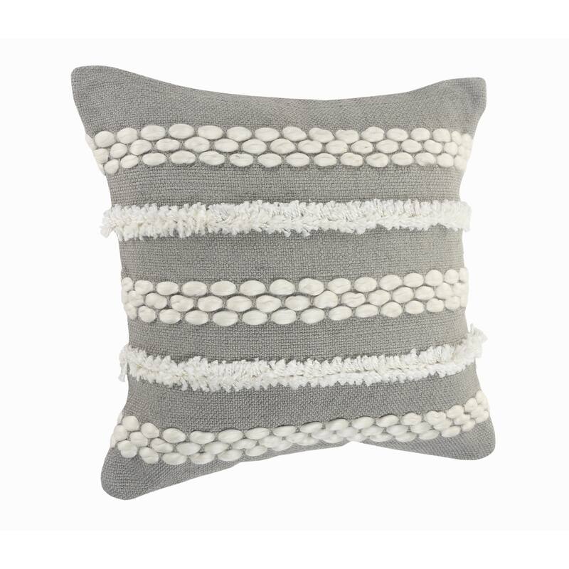 Sevita Gray Textured and Tufted Throw Pillow