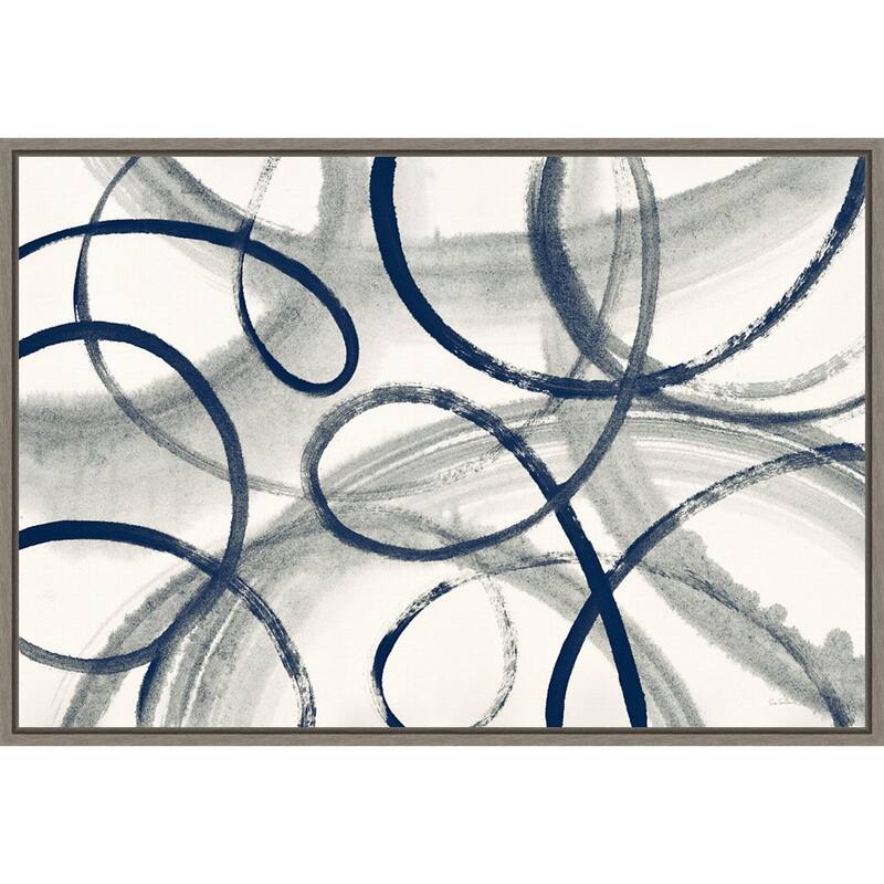 Calligraphia with Navy by Sue Schlabach Framed Canvas Art