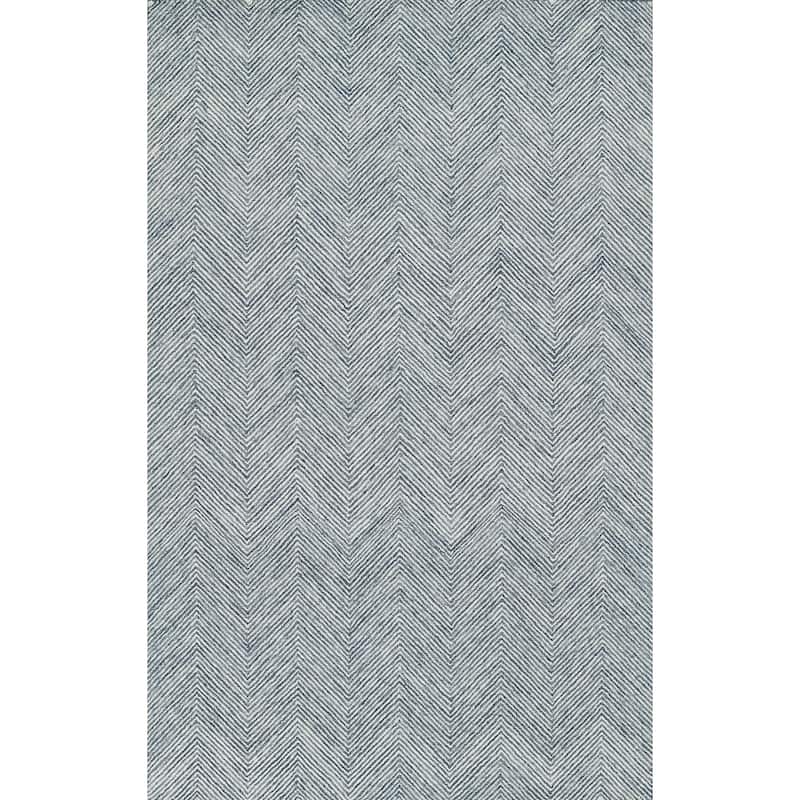 Momeni Charles Hand-tufted Wool Chevron Pattern Area Rug - 5' X 8' - Denim - Rectangle
