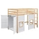 preview thumbnail 31 of 34, Twin Size Loft Bed with Built-in Storage Wardrobe & 2 Windows, Wooden Bed Frame w/Ladder & Safety Guardrail for Boys & Girls