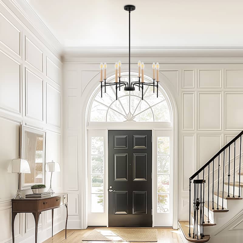Modern Chandelier for Dining Room 8-Light Farmhouse Chandelier Lighting Fixtures Rustic Candle for Living Room Foyer Bedroom
