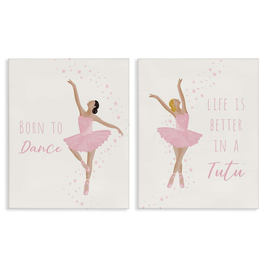 Stupell Inspiring Ballerina Sentiments Canvas Wall Art Design By Chen Alyesh (Set of 2)