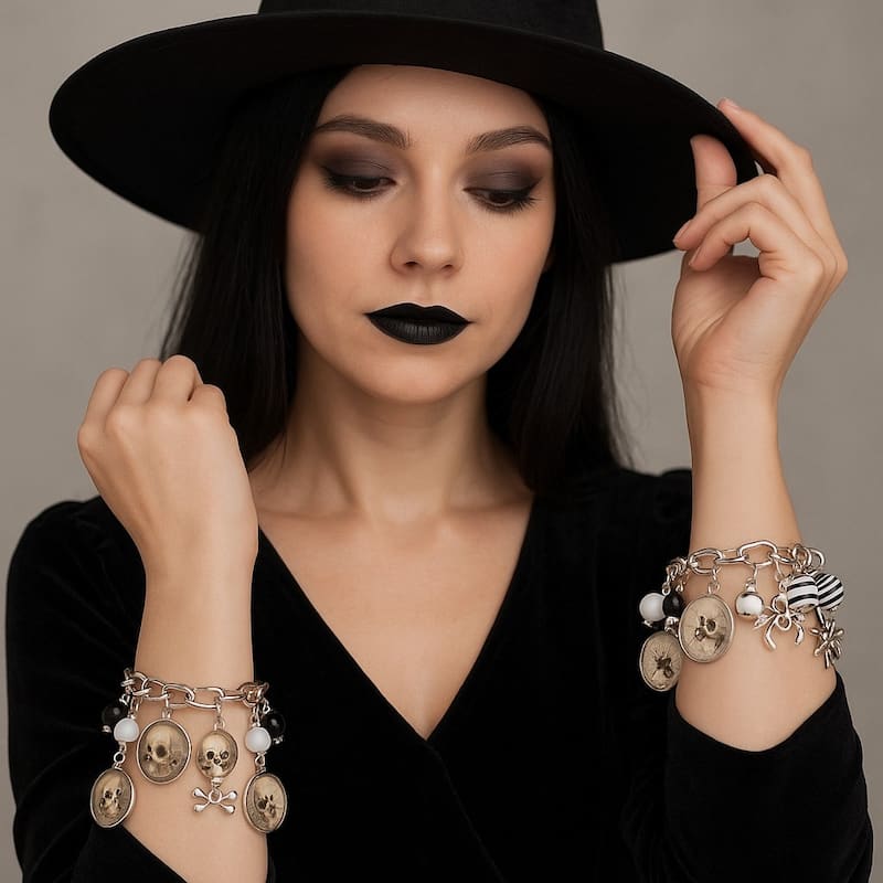 Halloween Scary Charm Bracelet A/2 - Silver - Set of 2