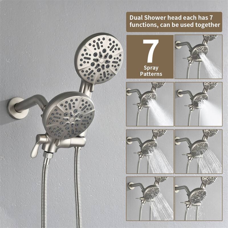 Wall Mounted High Pressure Shower System with Tub Spout Shower Faucet with Rain Shower Head and Handheld Spray