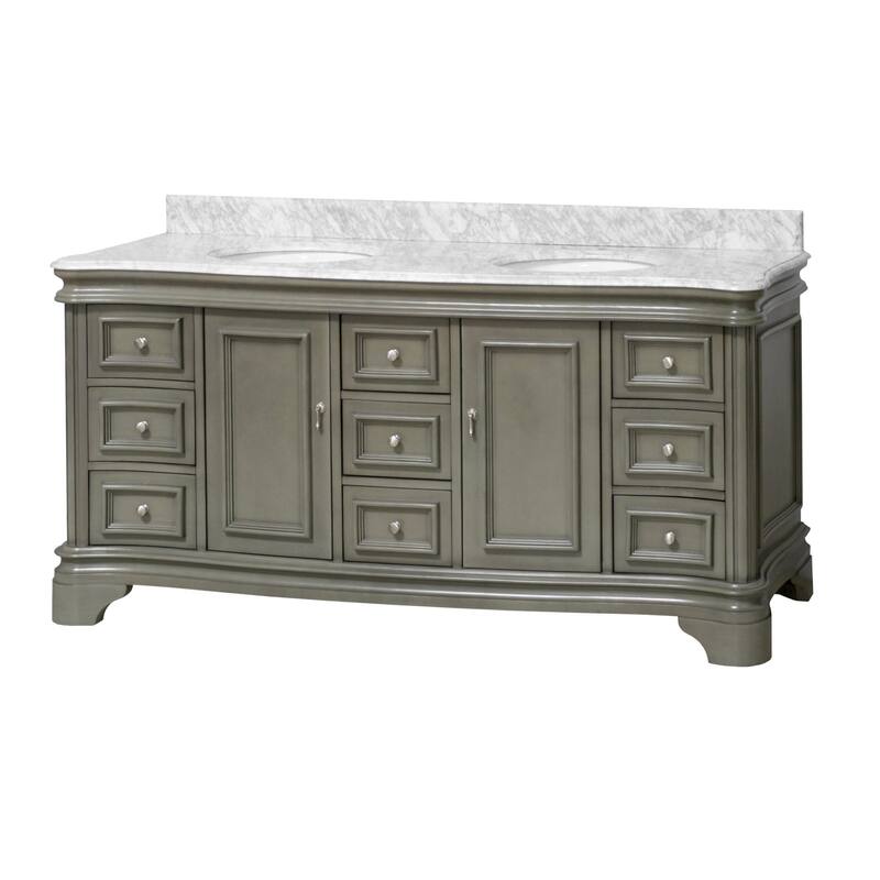 KitchenBathCollection Katherine 72" Double Bathroom Vanity with Carrara Marble Top