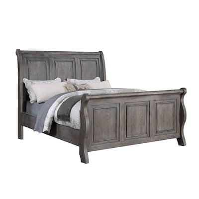 Sleigh Panel Bed in Antique Grey Oak