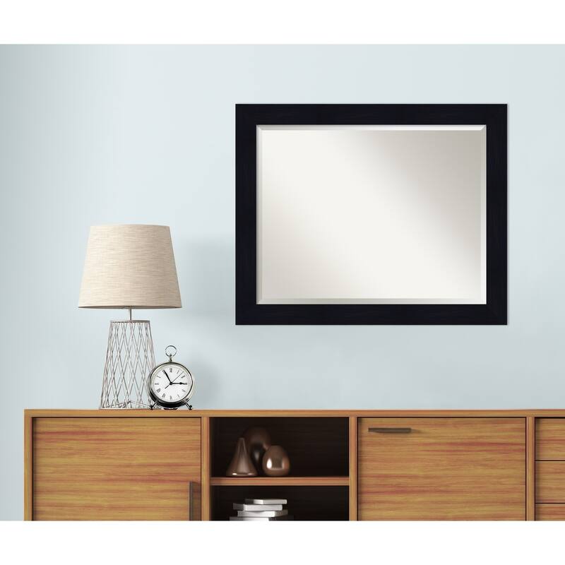 Beveled Wood Wall Mirror - Shiplap Navy Frame