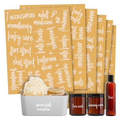 192 Pcs Bathroom Labels for Containers Make Up Preprinted Decal Vinyl Stickers