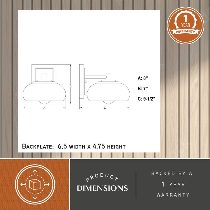 Bathroom Wall Sconce Light - Modern Dome Sconce - Black Brass Wall Lighting Fixture - 7