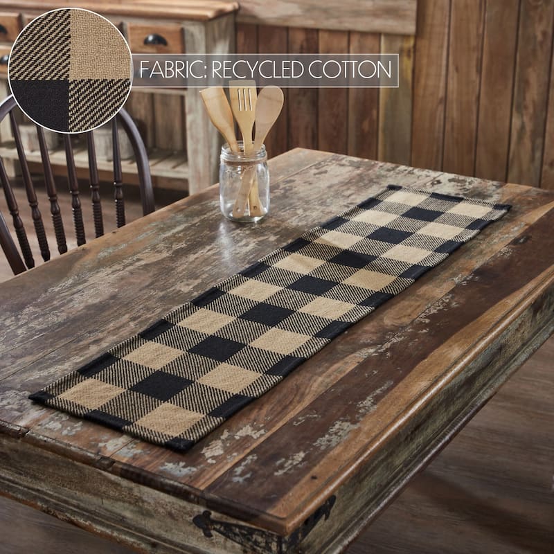 Black Check Runner 12x36 - 12x48 - Blue