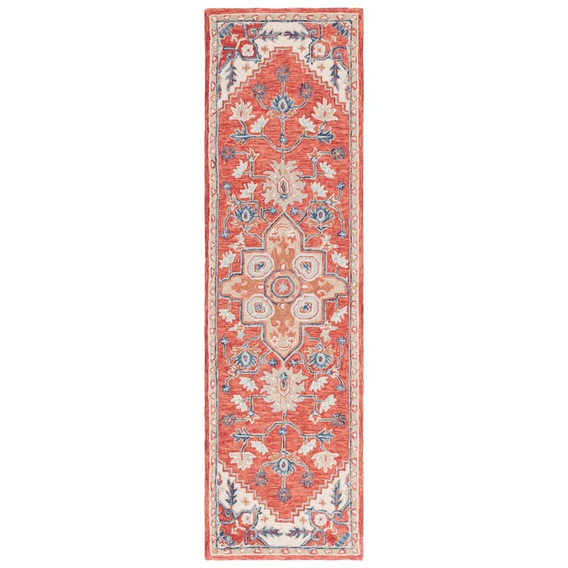 SAFAVIEH Handmade Metro Olafia French Country Wool Rug - 2'3" x 8' Runner - Red/Beige