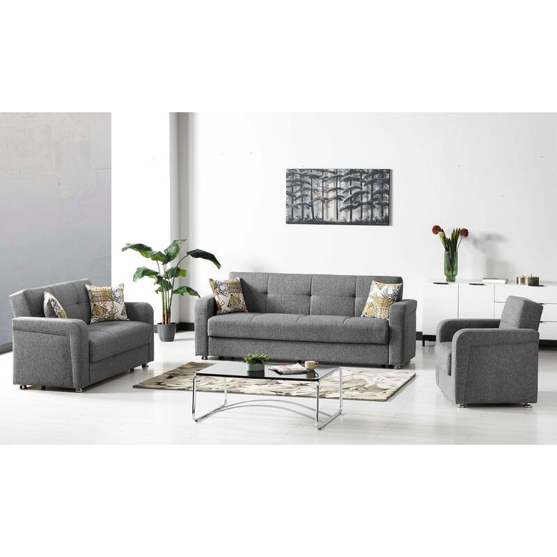 Collection Upholstered Convertible Loveseat With Storage