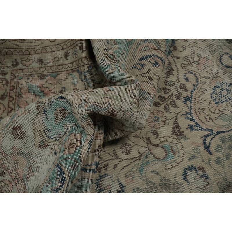 Hand Knotted Oriental 100% Wool Carpet Traditional Floral Beige & Ivories Kashmar Area Rug - 12' 0'' X 9' 7''