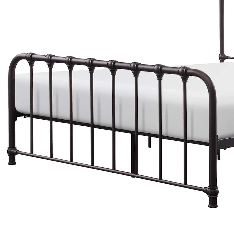 Ethan Full Size Metal Bed, Bronze Spindle Design, Heavy Duty Slat Support
