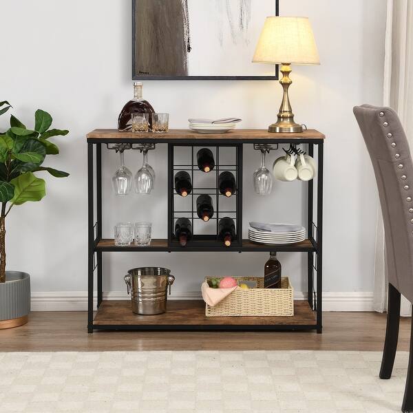 Wine Rack with Glass Holder Bar 3 Tier Storage Shelves Bed