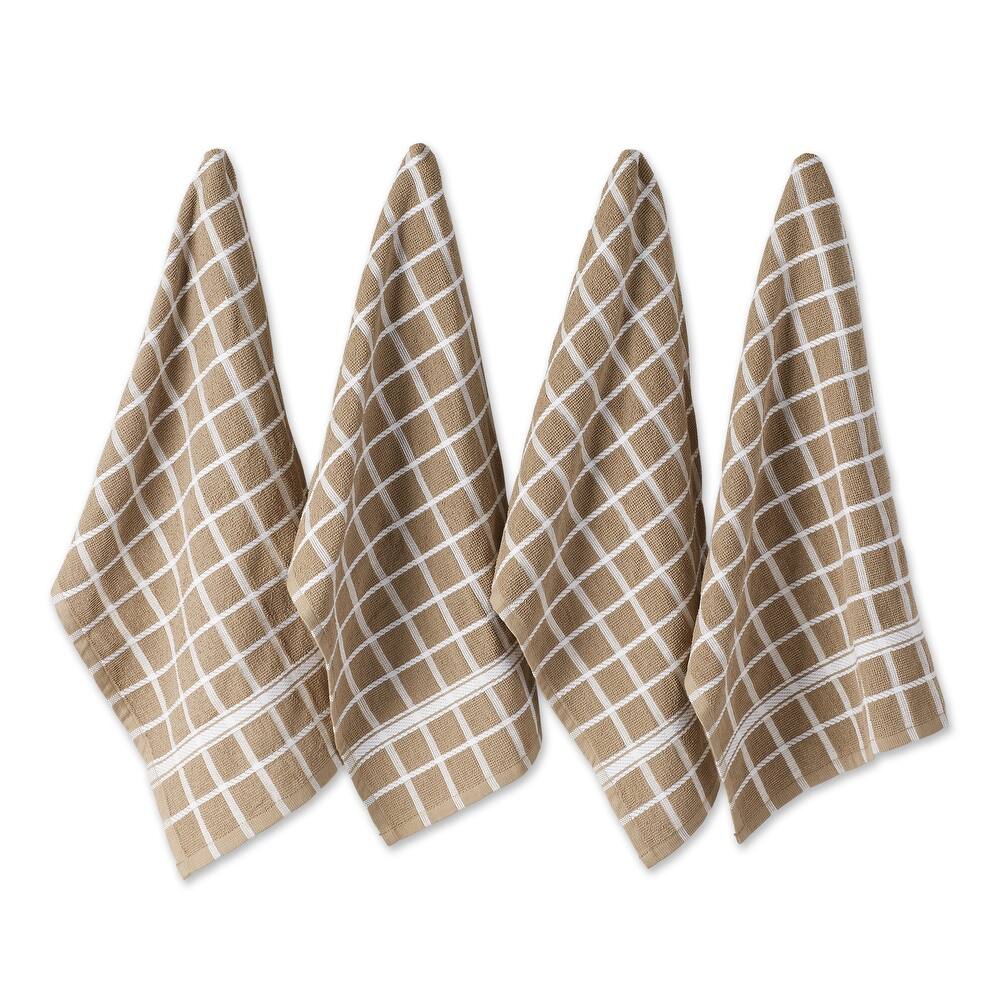 DII Solid Honey Gold Windowpane Terry Dishtowel 4 Piece