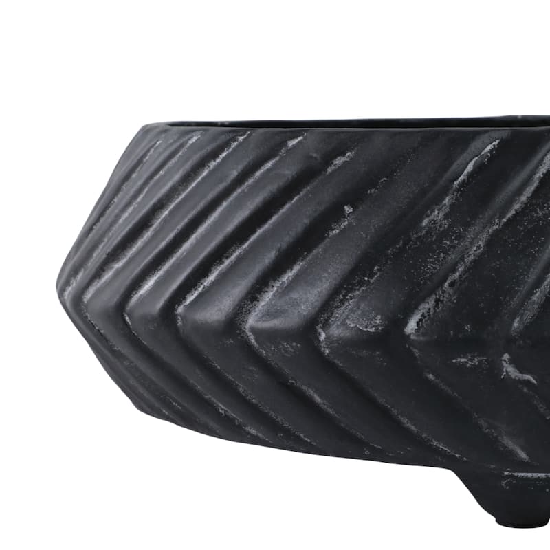 Pottery Tapered Footed Sculpted Textured Bowls-Set of 2-11",15" - 15.0"