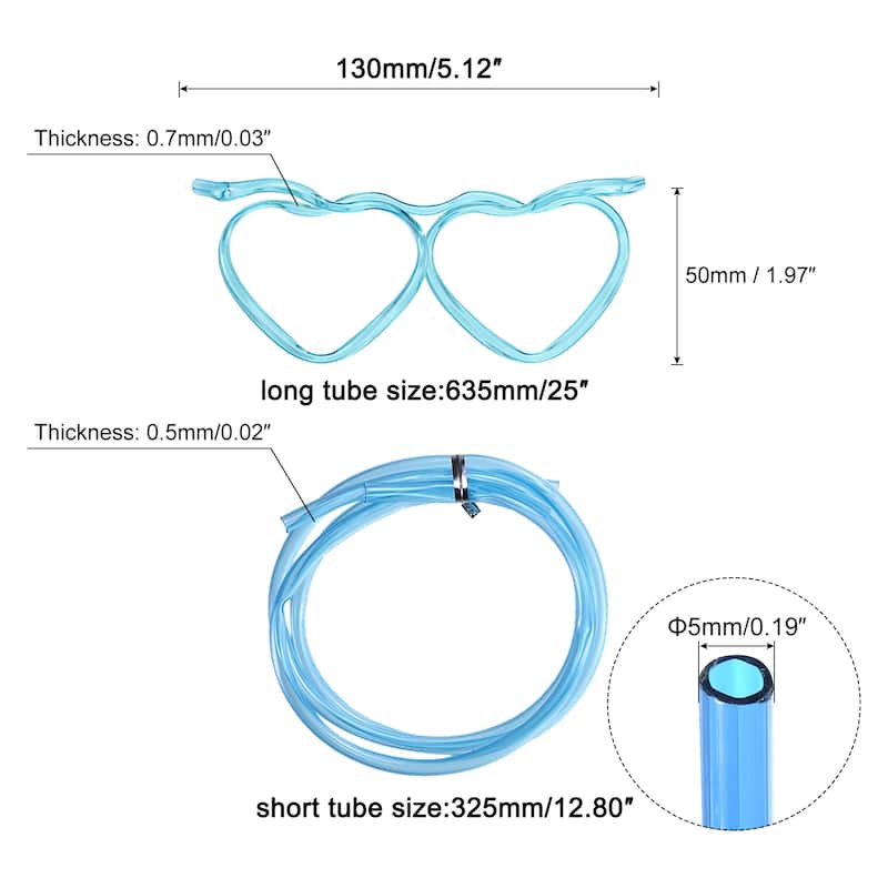 16 Pcs Straw Glasses, Plastic Novelty Drinking Eyeglasses Straws - Blue - 130/325/635mm