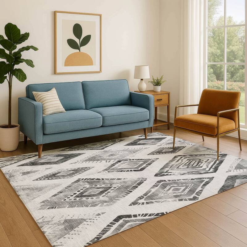 Premium Washable Super Soft Modern Diamonds Mayfield Rug