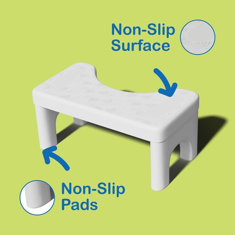 Step and Go Toilet Stool for Bathroom, Potty Poop Squat Stool 7" - White