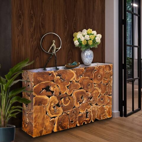 Chic Teak Rustic Teak Wood Akar Console Table
