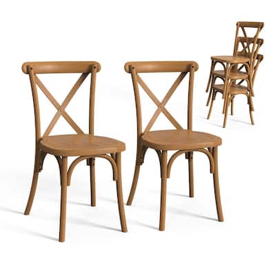 Patio Plastic Stackable Dining Chair Set (Set of 2) - N/A