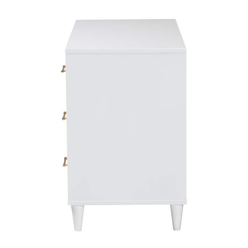 Louetta Coastal White Carved Contrasting 6-Drawer Dresser