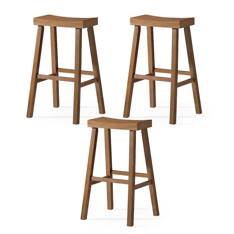 Maven Lane 31" Vincent Bar Height Kitchen Stool - Antiqued Natural - Set of 3