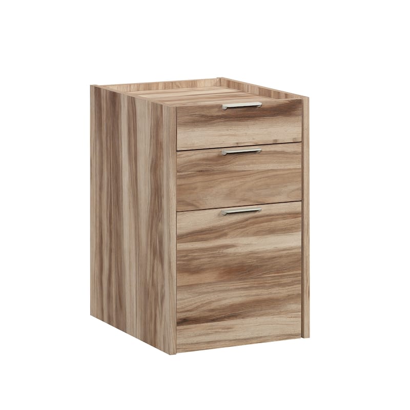 Wood File Pedestal with Roomy Drawers, Acacia