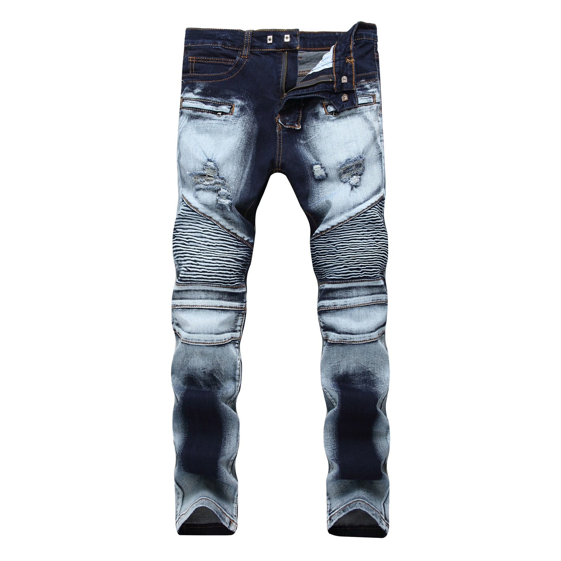 men ripped tapered jeans