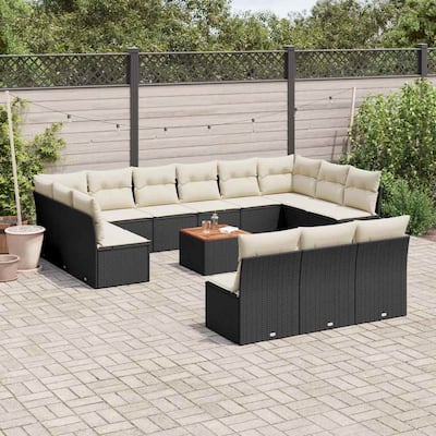 vidaXL Garden Sofa Set Black PE rattan Large Modular Garden Sofa Set - 24.4 x 24.4 x 27.2