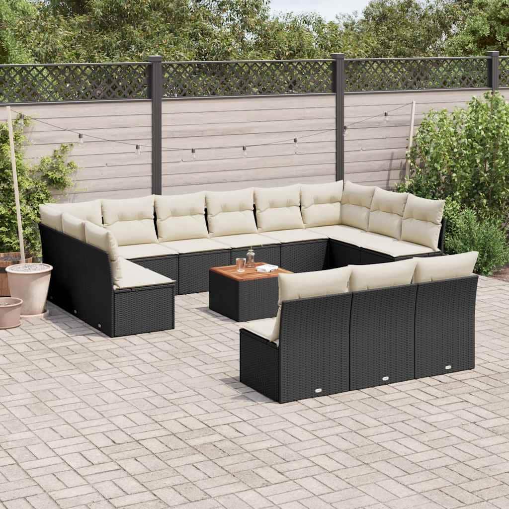 vidaXL Garden Sofa Set Black PE rattan Large Modular Garden Sofa Set - 24.4 x 24.4 x 27.2