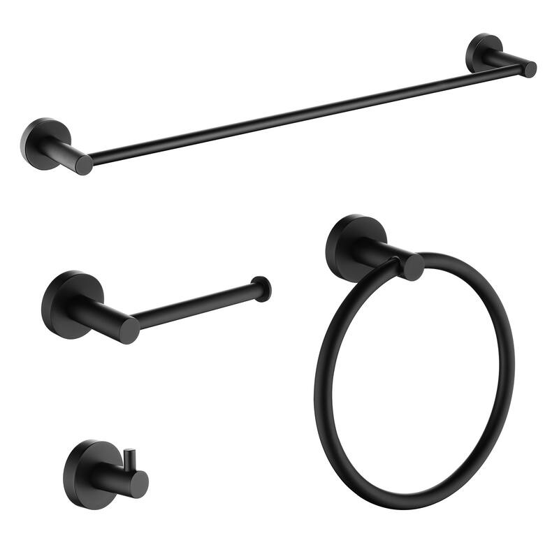 ANZZI 4-Piece Matte Black Bathroom Accessories Set - Matte Black