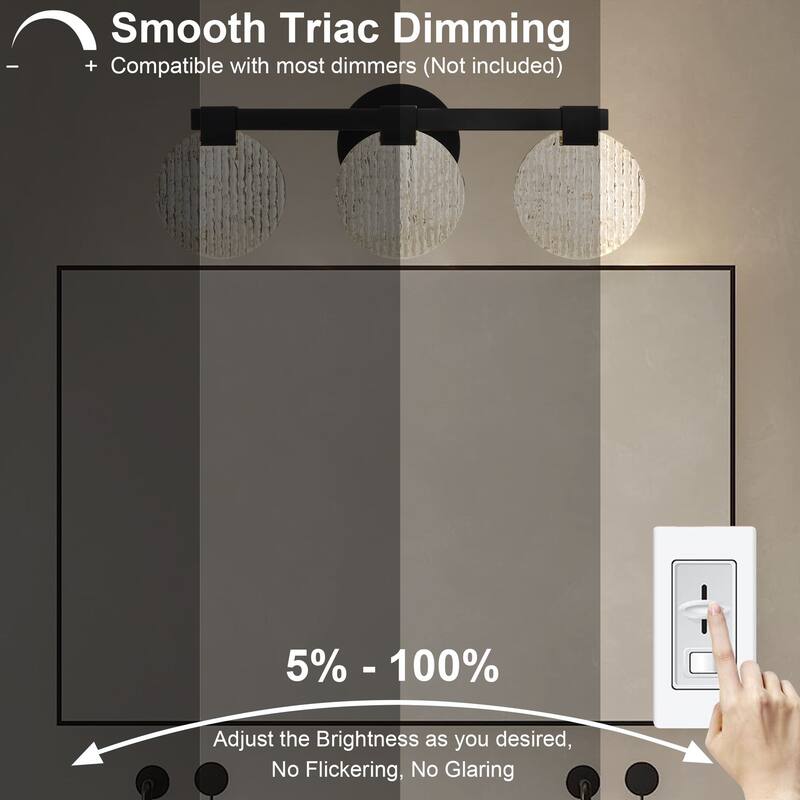 Modern 3-Light Black Vanity Light