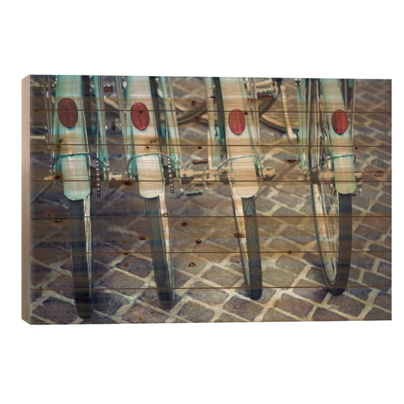 Bicycle Line Up I Print On Wood by Jessica Reiss - Multi-Color - 26x40x1.5