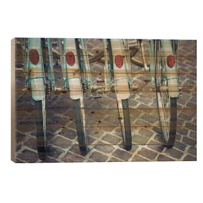 Bicycle Line Up I Print On Wood by Jessica Reiss - Multi-Color