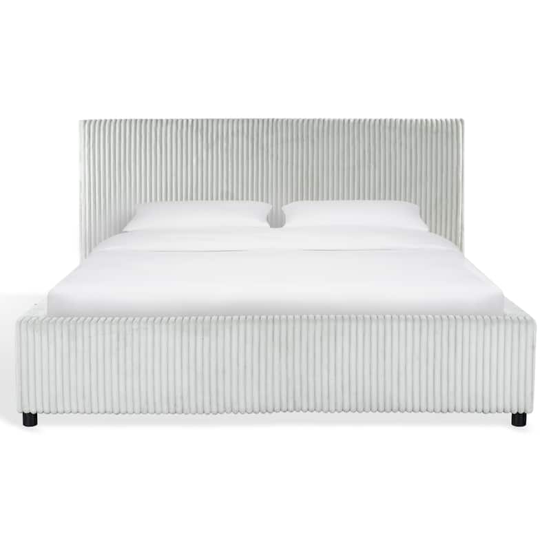 SAFAVIEH Couture Mallika Plush Corduroy Bed. - Grey/Black - Queen