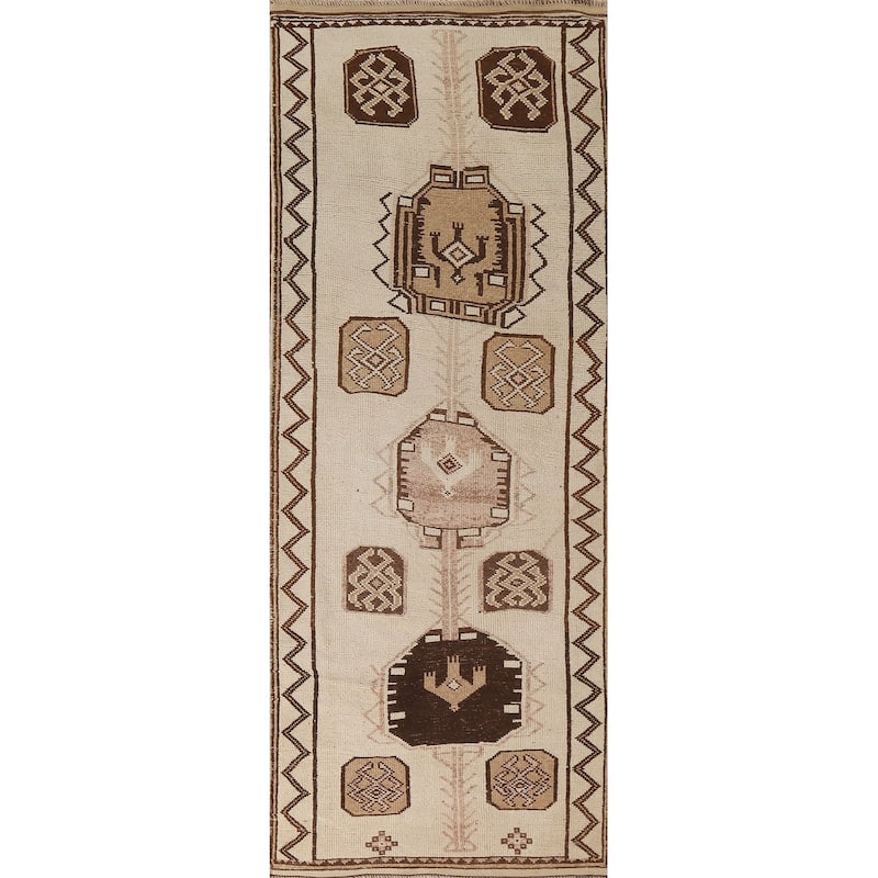 Anatolian Oriental Runner Rug Natural Dye Handmade Wool Carpet - 3'5"x 10'9"